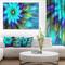 Designart - Massive Blue Green Fractal Flower - Floral Canvas Art Print